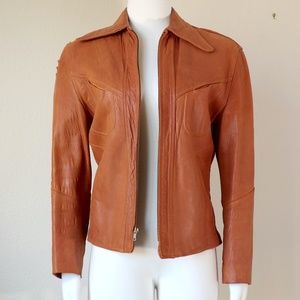 Vintage '70s burnt orange leather jacket
